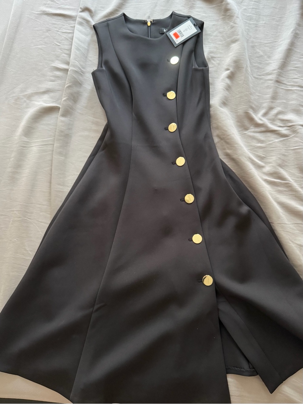 DKNY | Dress NWT | Sleeveless Black Dress with Gold Buttons